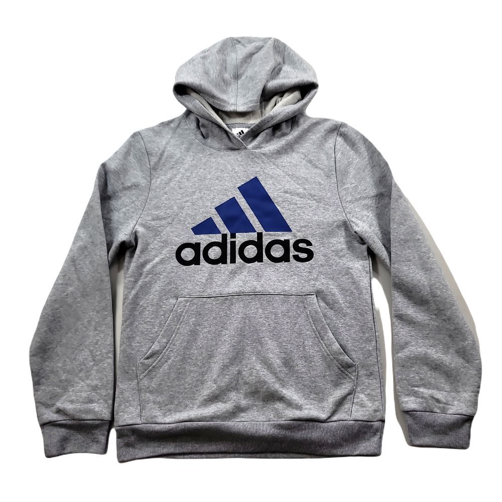 Adidas Essential Pullover Hoodie Boys XL 18 20 Grey Heather Slim Fit